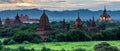 Ancient temple archeology in Bagan after sunset, Myanmar temples in the Bagan Archaeological Zone Pagodas and temples of Bagan Royalty Free Stock Photo