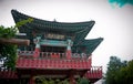 An ancient temple architecture building in South Korea in a national park