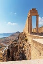 Ancient Temple of Athena Lindia the IV century BC in Lindos Acropolis on Greek Rhodes Island Royalty Free Stock Photo