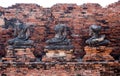 3 Buddha no head and no arm from old temple in ayutthaya Royalty Free Stock Photo