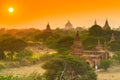 Ancient temple in Bagan while sunset , Myanmar Royalty Free Stock Photo