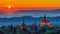 Ancient temple in Bagan after sunset, Myanmar temples in the Bag Royalty Free Stock Photo