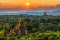 Ancient temple in Bagan after sunset, Myanmar temples in the Bag Royalty Free Stock Photo