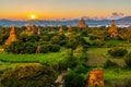 Ancient temple in Bagan after sunset, Myanmar temples in the Bag Royalty Free Stock Photo