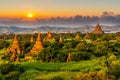 Ancient temple in Bagan after sunset, Myanmar temples in the Bag Royalty Free Stock Photo