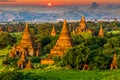 Ancient temple in Bagan after sunset, Myanmar temples in the Bag Royalty Free Stock Photo