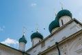 Yaroslavl, Russia, July 4, 2023. A fragment of the Church of Elijah the Prophet with domes against the sky. Royalty Free Stock Photo