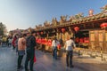 An ancient temple with crowed tourists, Tonghuai Temple of Guan Yu and Yue Fei on Tumen Street in Old Quanzhou city, Fujian, China