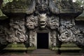 ancient temple entrance with carved dragons Royalty Free Stock Photo