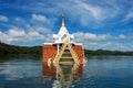 Ancient temple flooded by river, Sangkhlaburi