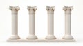 ancient temple with four marble column isolated on white background Royalty Free Stock Photo