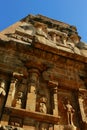 Very nice sculpture on the stone wall in the ancient Brihadisvara Temple in the gangaikonda cholapuram, india. Royalty Free Stock Photo