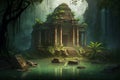 Ancient temple in jungle, Ruins of an ancient temple in a tropical jungle setting