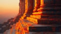 Ancient Temple Pillars at Sunset Royalty Free Stock Photo
