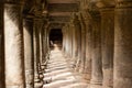 Ancient Temple Pillars Under a Walkway in Angkor Thom, Cambodia