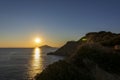 The ancient Temple of Poseidon during sunset at Sounio, Attica, Greece