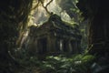 Ancient temple ruins in a dense jungle. Royalty Free Stock Photo