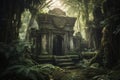 Ancient temple ruins in a dense jungle. Royalty Free Stock Photo