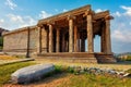 Ancient temple ruins in Hampi. Karnataka, India Royalty Free Stock Photo