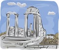 Ancient Temple Ruins Illustration