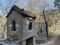 The ancient temple ruins in the mountains are steeped in history, weathered by time and the elements