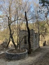 The ancient temple ruins in the mountains are steeped in history, weathered by time and the elements