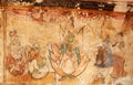 Old mural of the god kamatchi amman with devotees on a wall in the ancient Brihadisvara Temple in Thanjavur, india. Royalty Free Stock Photo