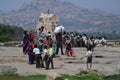 Children visiting sacred site of Hampi Royalty Free Stock Photo