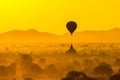 The Ancient Temples of Bagan(Pagan) with rising balloon above, M Royalty Free Stock Photo