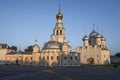 Ancient temples on the Kremlin square on a sunny August morning. Vologda