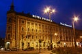 Ancient tenements by night in Krakow, Poland Royalty Free Stock Photo