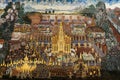 Ancient thai painting Ramayana story. Temple of the Emerald Buddha, 12