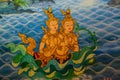 Ancient Thai-style murals in the thai temple. Royalty Free Stock Photo