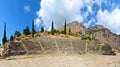 Ancient theater, Delphi, Greece, 180 degrees photo Royalty Free Stock Photo