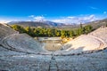 The ancient theater of Epidaurus or `Epidavros`, Argolida prefecture, Peloponnese. Royalty Free Stock Photo