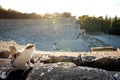 The ancient theater of Epidaurus or `Epidavros`, Argolida prefecture, Peloponnese.