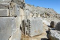 Ancient theater of Perge. Fragments of columns. Amphitheater. Ancient city. Side. Turkey. Antalya Royalty Free Stock Photo