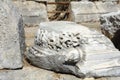 Ancient theater of Perge. Fragments of columns. Amphitheater. Ancient city. Side. Turkey. Antalya Royalty Free Stock Photo