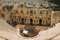 Ancient theater in a summer day in Acropolis Greece, Athnes Royalty Free Stock Photo