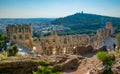 Ancient theater in a summer day in Acropolis Greece, Athnes...IMAGE Royalty Free Stock Photo