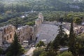 Ancient theatre of Herodes Atticus is a small building of ancient Greece used for public performances of music and poetry, below Royalty Free Stock Photo