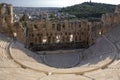 Ancient theatre of Herodes Atticus is a small building of ancient Greece used for public performances of music and poetry, below Royalty Free Stock Photo