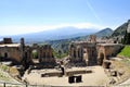 The Ancient Theatre of Taormina with Etna Mountain in background Royalty Free Stock Photo