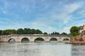 Ancient Tiberius bridge in Rimini Royalty Free Stock Photo