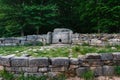 Ancient tiled dolmen in the valley of the river Jean. Monument of archeology megalithic structure