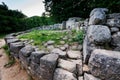 Ancient tiled dolmen in the valley of the river Jean. Monument of archeology megalithic structure