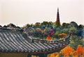 Ancient Tiled Roof Baochu Pagoda West Lake Hangzhou Zhejiang China