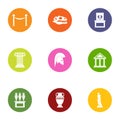 Ancient time icons set, flat style Royalty Free Stock Photo