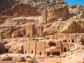 Ancient tombs in the rocks and caves of Nabataean, Petra, Jordan Royalty Free Stock Photo