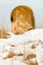 Ancient Tombstone In Winter Setting Royalty Free Stock Photo